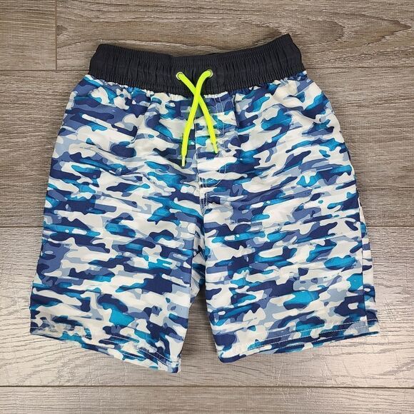 Ooshkosh Boy's Blue & White Camo Swim Trunks Size 6 - Picture 2 of 12